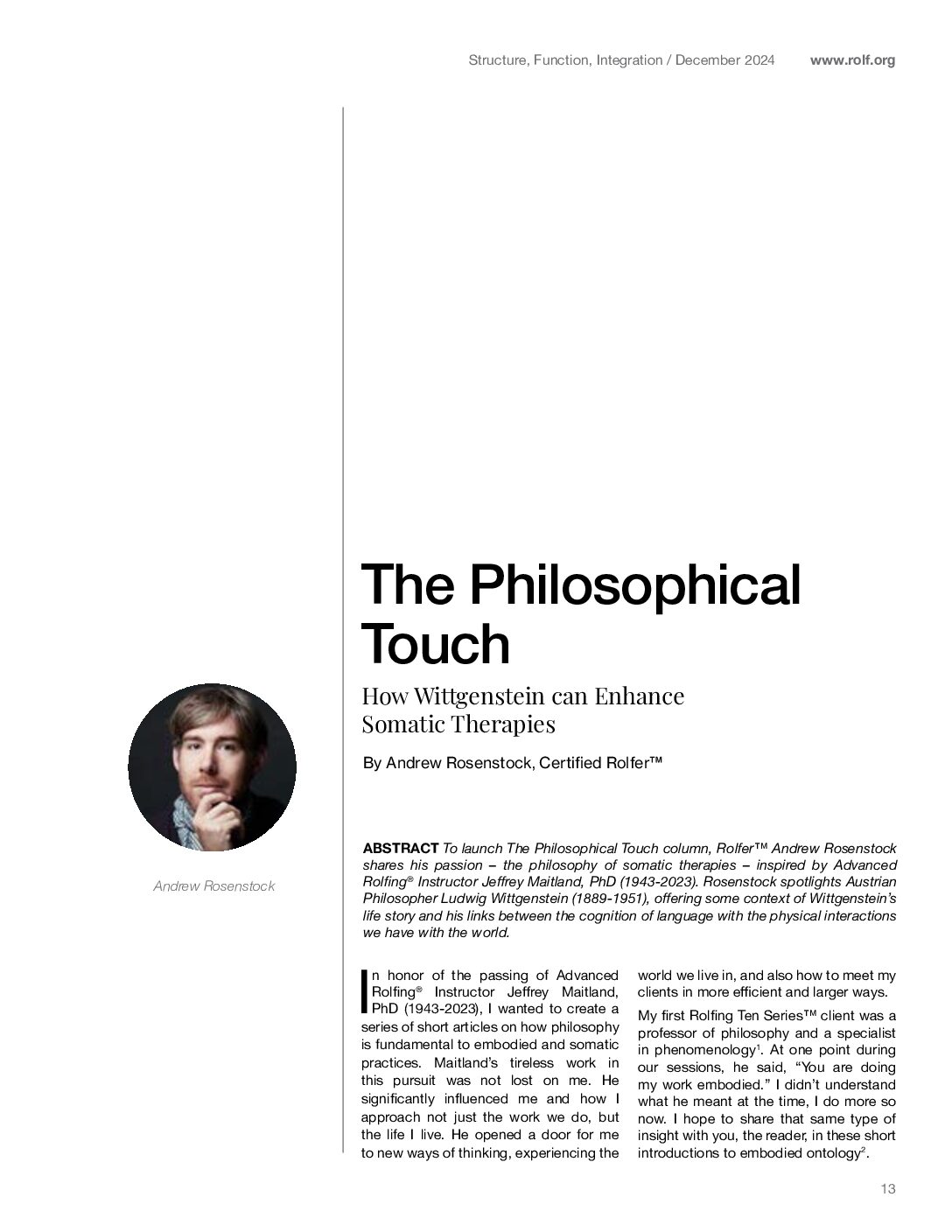 Wittgenstein Article From the Dec 2024 Rolf Journal