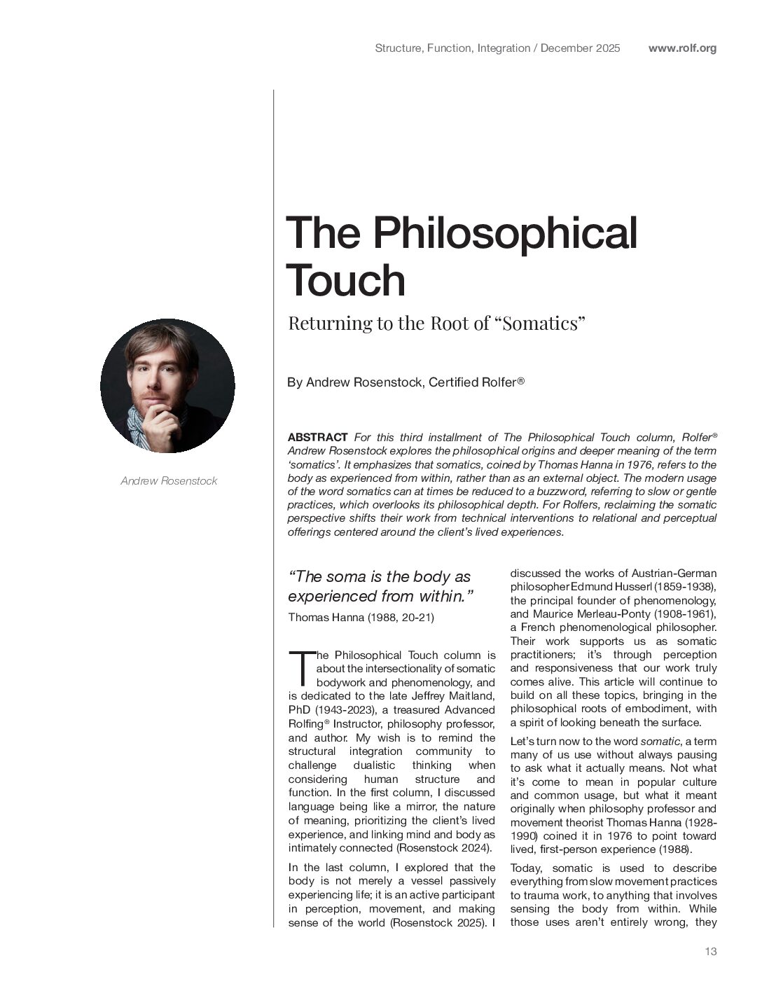 Returning to the Roots of Somatic Practice – DIRI Journal December 2025