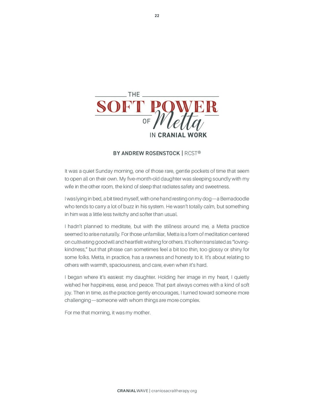 The Soft Power of Metta in Cranial Work – BCTA/NA Cranial Wave 2025